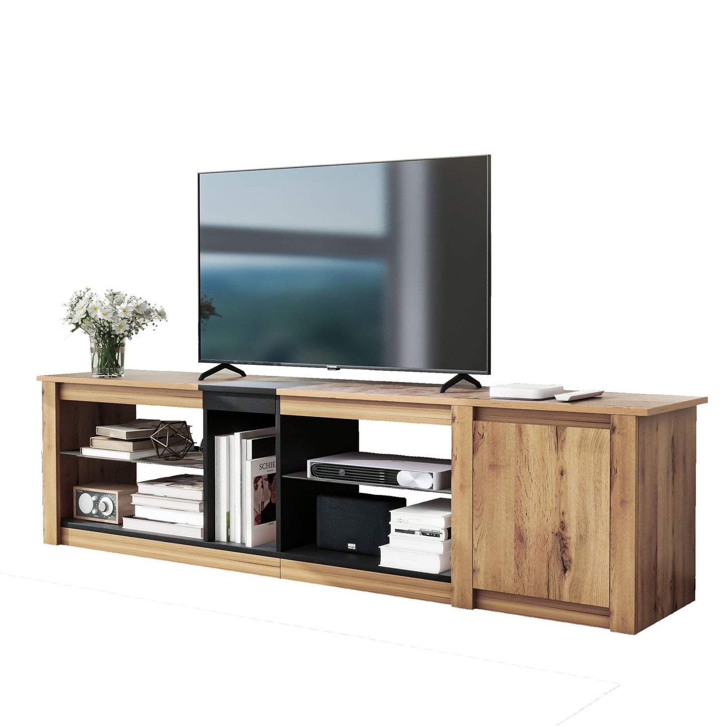 Meuble TV moderne pour téléviseurs jusqu'à 80 pouces avec éclairage LED