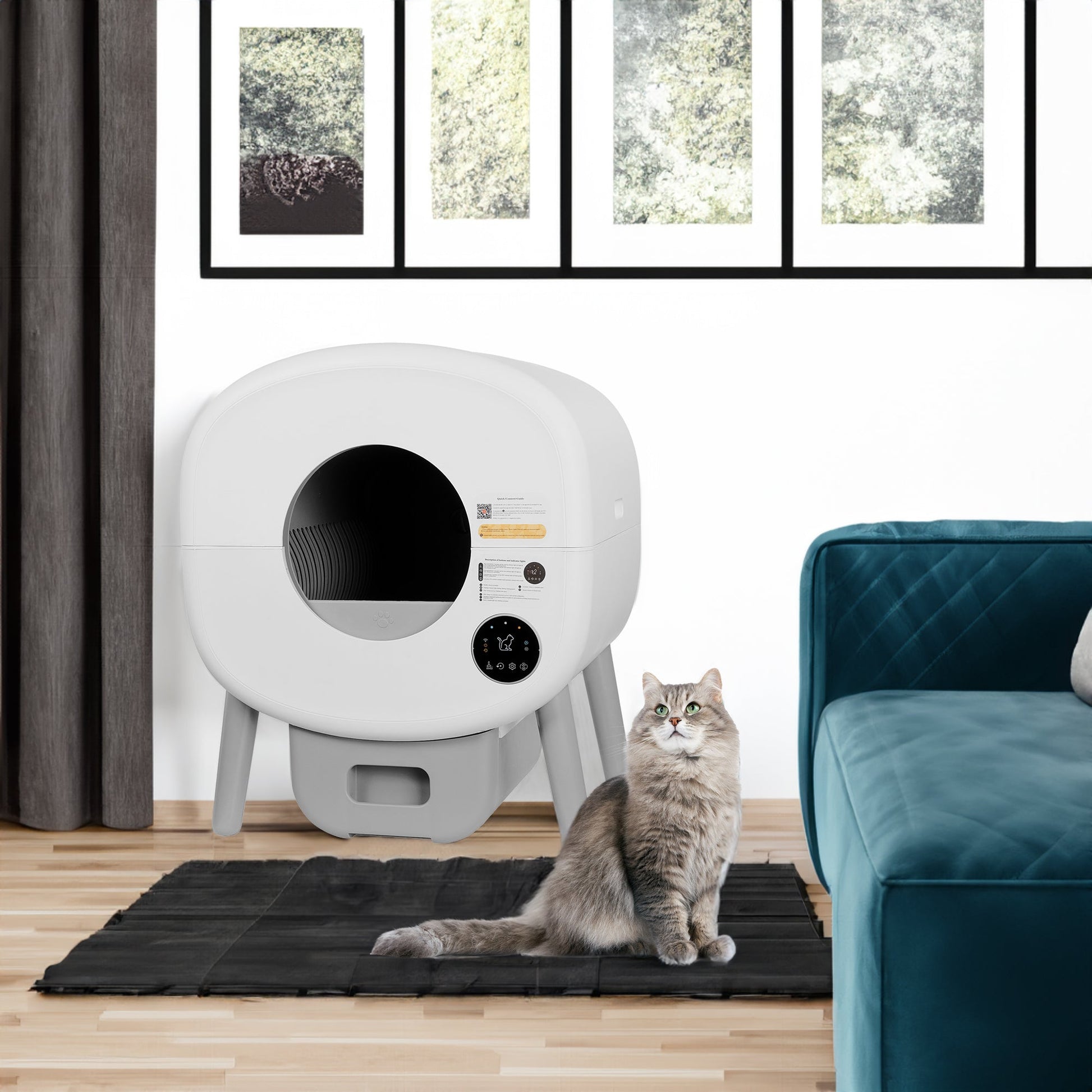Automatic Smart Cat Litter Box, Large Capacity Self-Cleaning Litter Box with Infrared/Gravity/Ambient Light Function(Model B) - Korvel