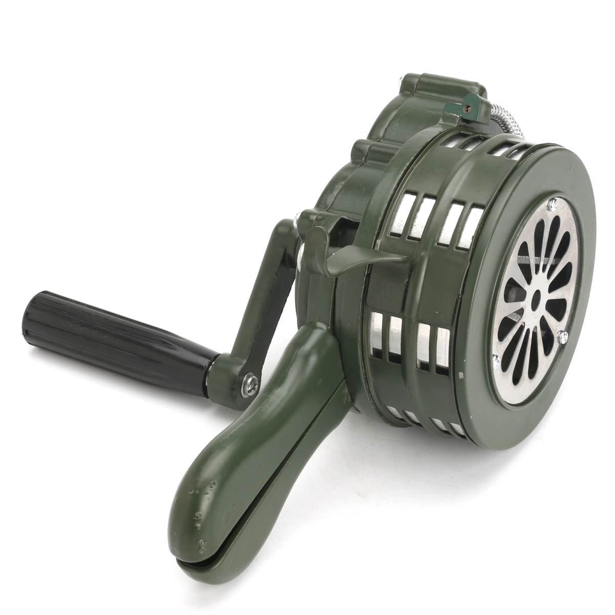 110dB Green Aluminium alloy Crank Hand Operated Air Raid Emergency Safety Alarm Buzzer Home Self Protection Security - Korvel
