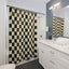 Checked Feline Shower Curtain - Elegant Gold & Black Design