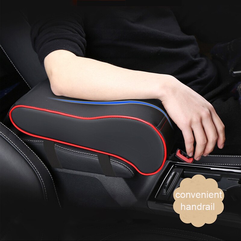 Leather Car Central Armrest Pad Black Auto Center Console Arm Rest Seat Box Mat Cushion Pillow Cover Vehicle Protective Styling - Korvel