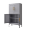 Grey metal kitchen storage cabinet, kitchen pantry storage cabinet with door and shelf, adjustable leveling feet - Korvel
