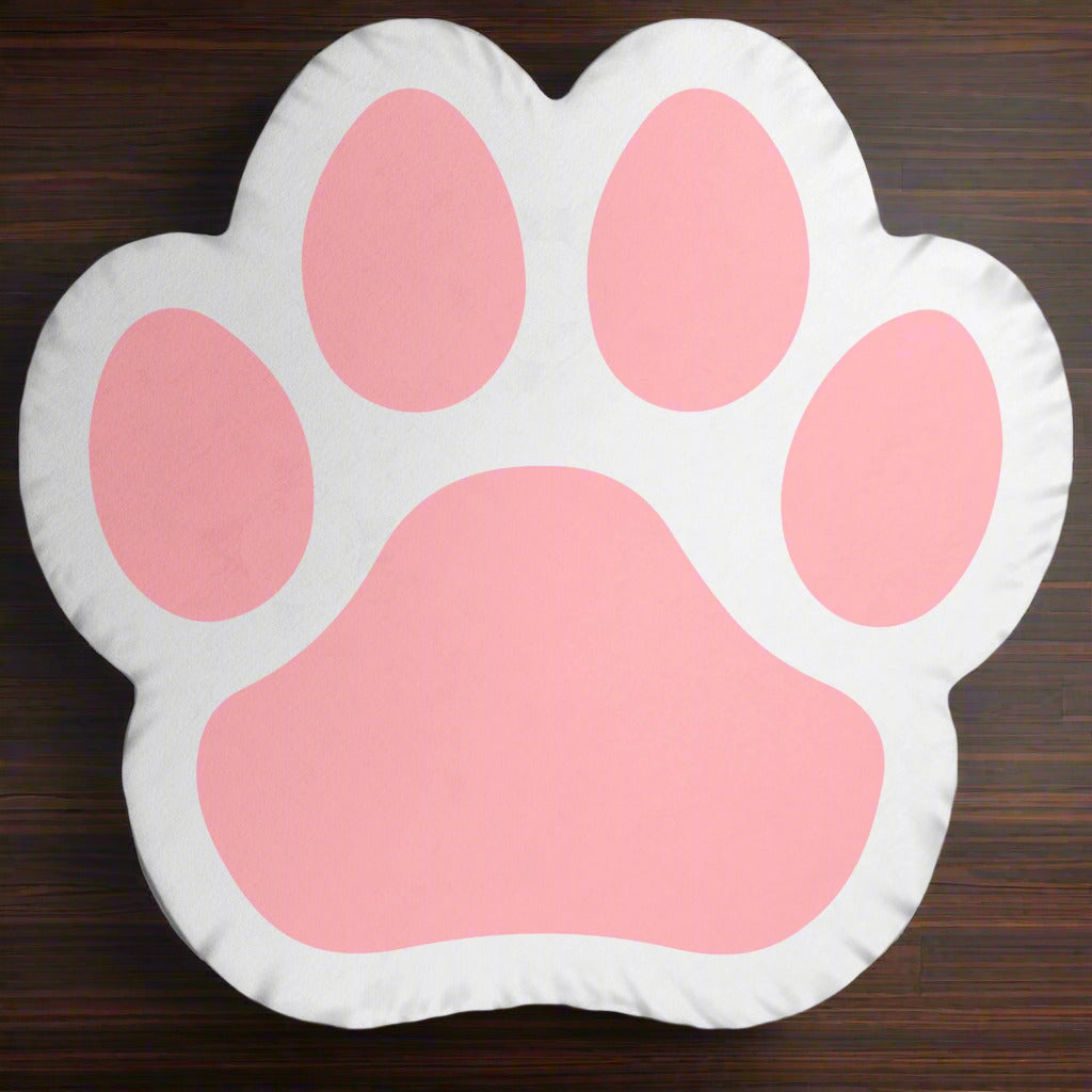 Coussin en forme de patte de chat rose charmant