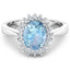 Bague en aigue-marine véritable de 1,24 carat et diamants blancs en or blanc 14K