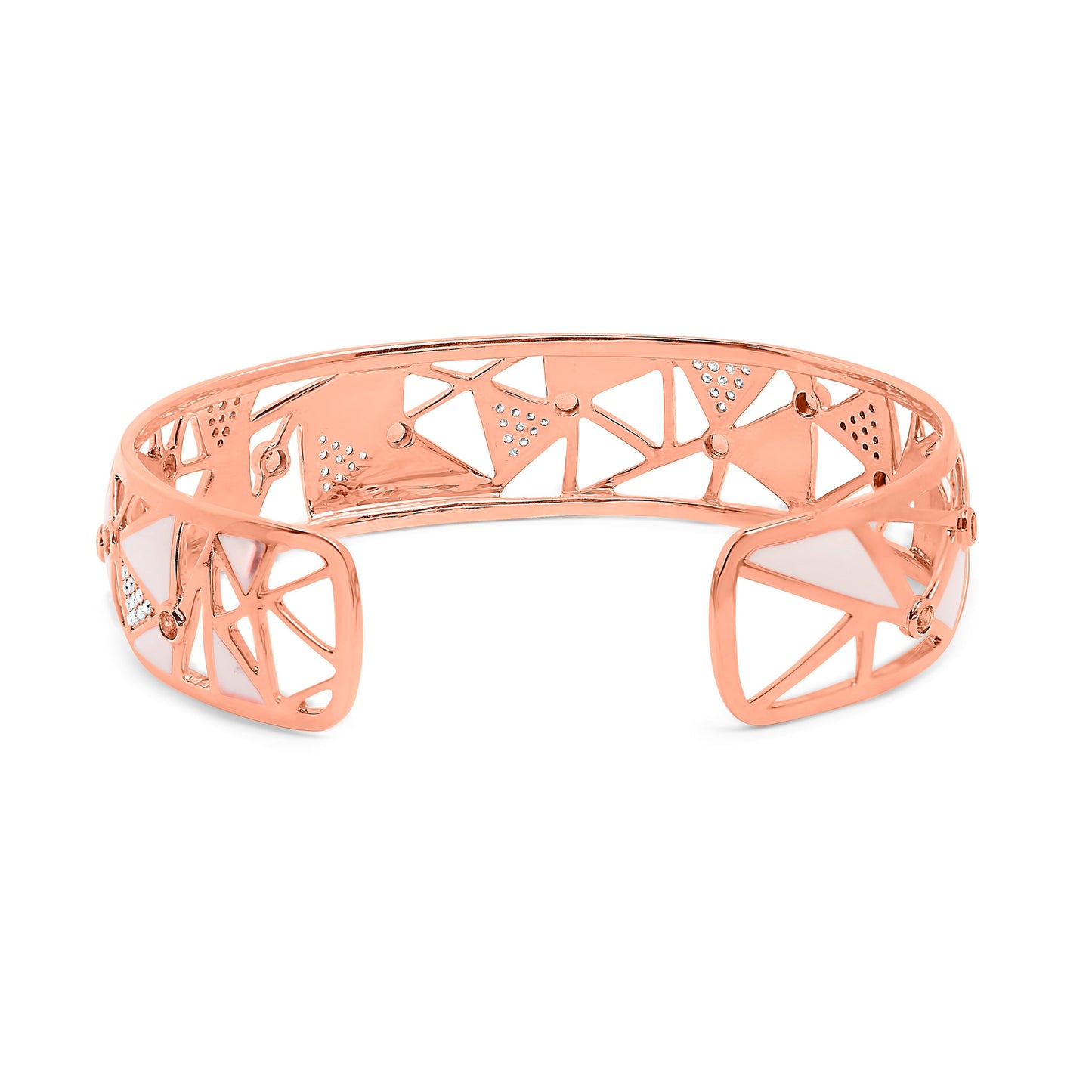 14K Rose Gold Diamond & Pink Tourmaline Open Cuff Bangle - 7"