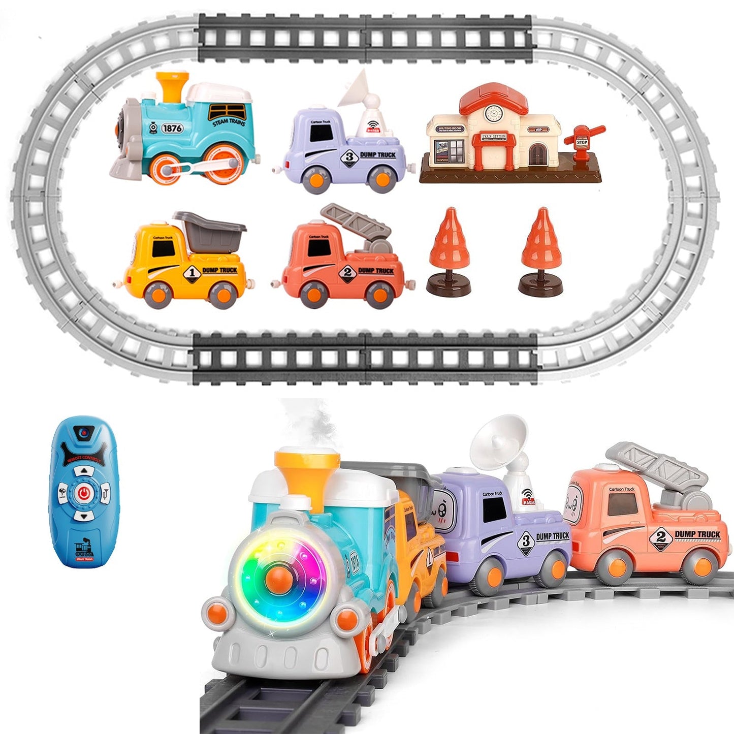 Electric Train Set with Remote Control and Realistic Features