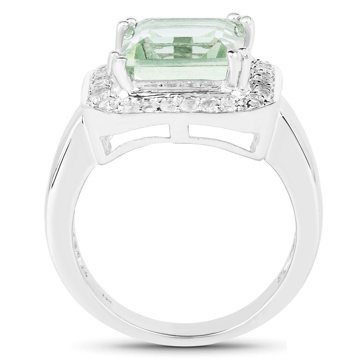 Bague en argent sterling avec améthyste verte de 5,21 carats et topaze blanche