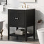 Meuble de salle de bain moderne noir de 24" avec évier en céramique élégant