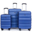 3 Piece Luggage Sets PC Lightweight & Durable Expandable Suitcase with Two Hooks, Spinner Wheels, TSA Lock, (21/25/29) Dark Blue - Korvel