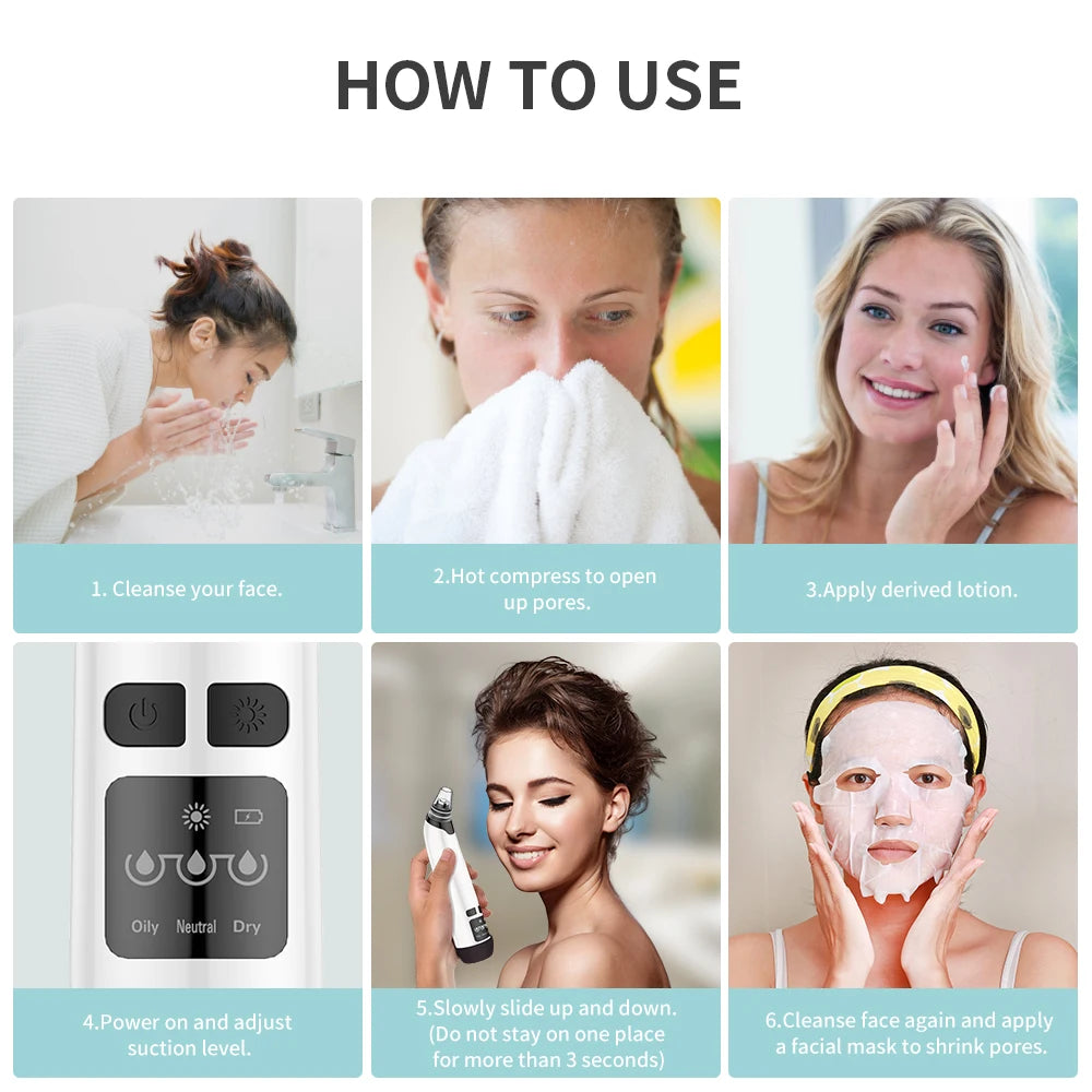 Hot Compress Blackhead Remover Vacuum Suction Acne Pore Cleaner Electric Nose Face Deep Cleansing Skin Care Device Birthday Gift - Korvel