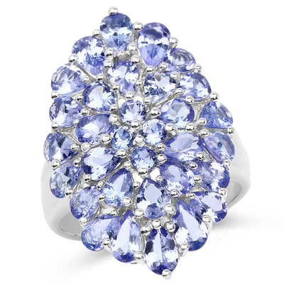 4.62 Carat Genuine Tanzanite Sterling Silver Engagement Ring