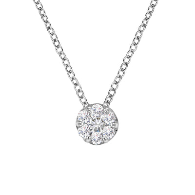Pendentif en diamant floral en or blanc 14K