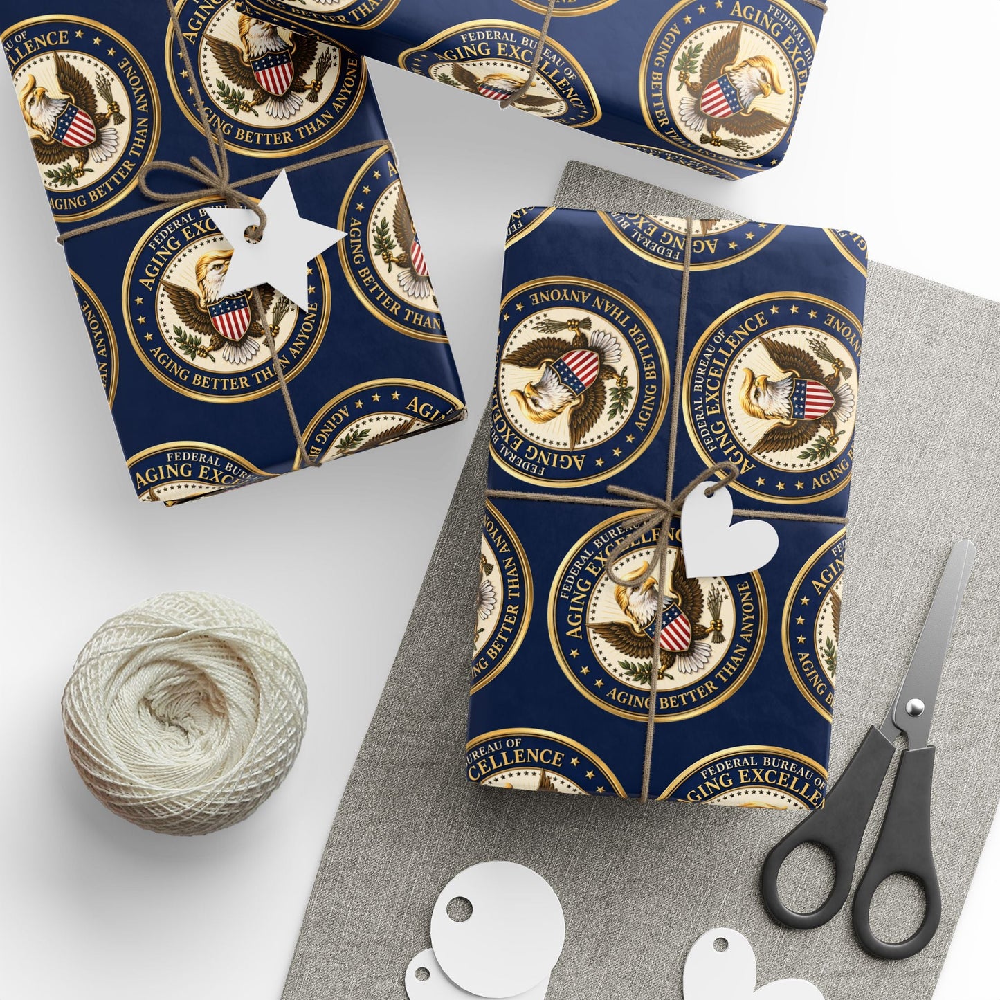 Papier d'emballage d'anniversaire Faux Sceau Excellence du Vieillissement