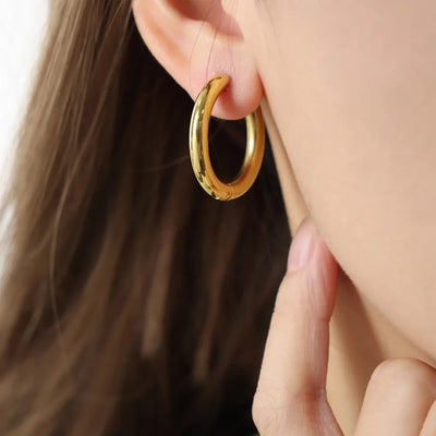 18K Gold-Plated Huggie Earrings - Korvel