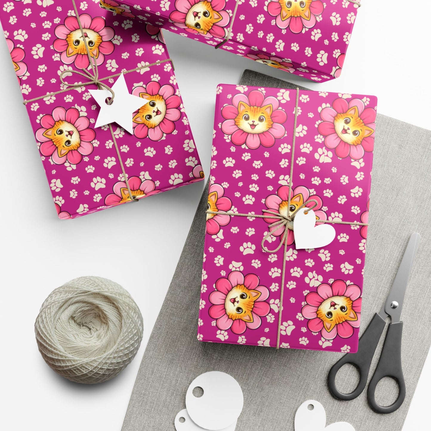 Pink Cat Blossom Gift Wrap | Adorable Cat Lover Wrapping Paper