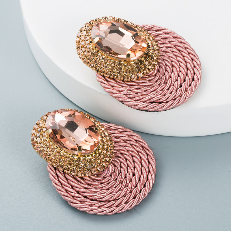 Boucles d'oreilles en verre diamant ovale exagéré - Élégance artisanale