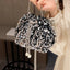 Sequin Chain Drawstring Bucket Bag - Korvel