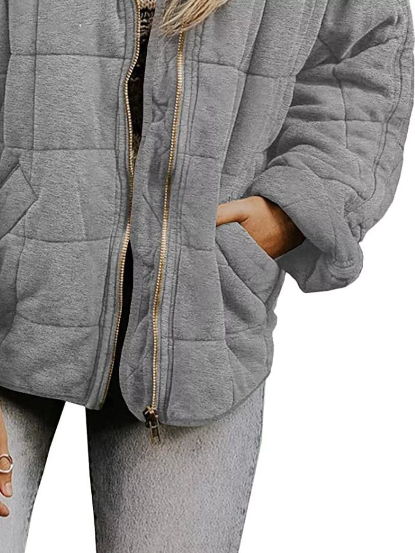 Plus Size Full Zip Quilted Bomber Jacket