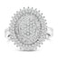 Sterling Silver 2.0 Cttw Diamond Oval Halo Cocktail Ring