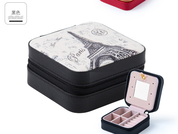 Elegant PU Leather Jewelry Organizer with Mirror