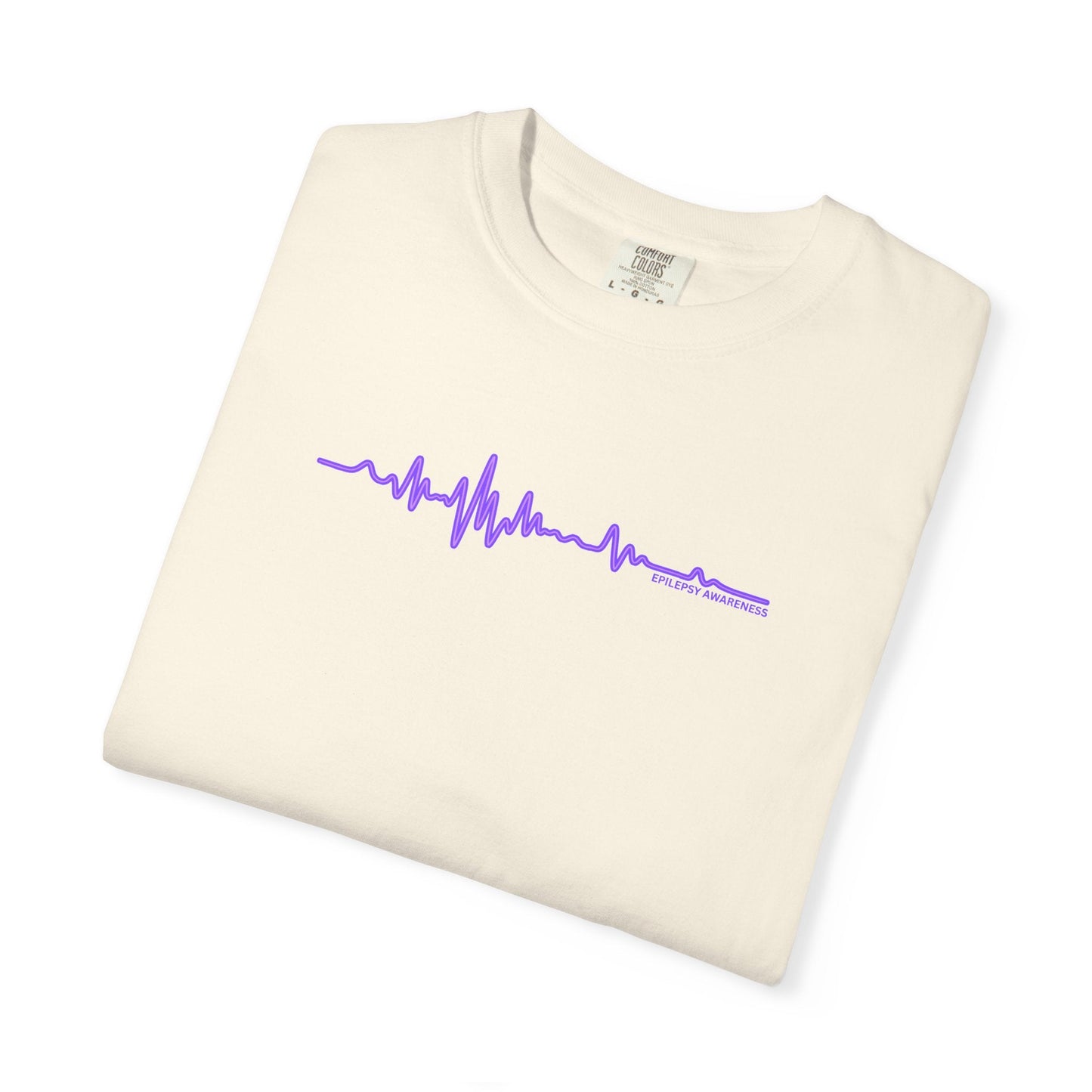 Camiseta Unisex Minimalista de Concienciación sobre la Epilepsia con Onda EEG - Diseño Púrpura
