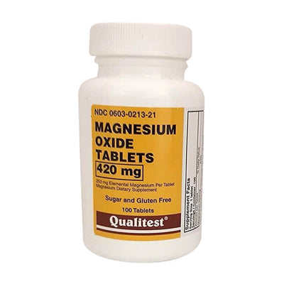 Qualitest Magnesium Oxide 420mg Tablets - 100 Count