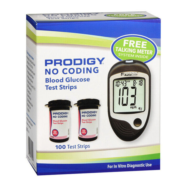 Tiras de Prueba de Glucosa en Sangre Prodigy Sin Codificación