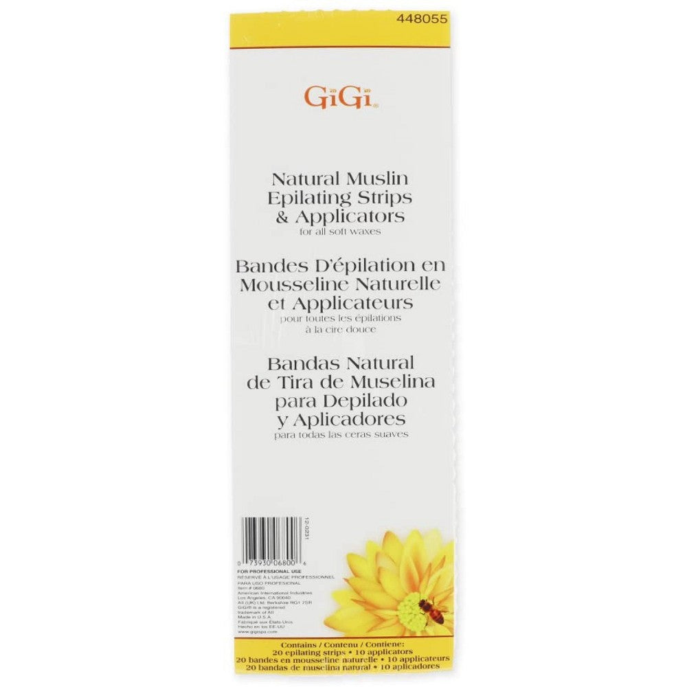 Combo de tiras y aplicadores de depilación de muselina natural GiGi
