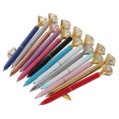 21Color Kawaii Ballpoint Pen Big Gem Metal Ball Pen With Large Diamond Blue And Black Magical Pen Fashion School Office Supplies - Korvel