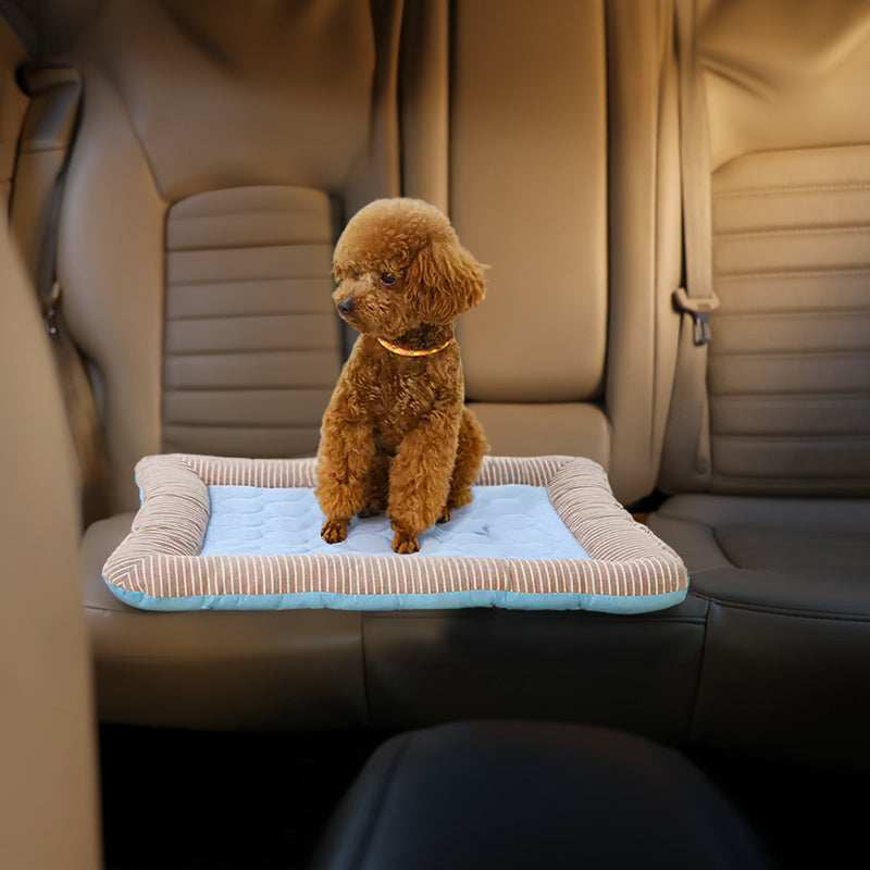 Cooling pet mats for dogs & cats (puppies/kittens): ice silk, breathable, soft summer pads in pink/blue. - Korvel