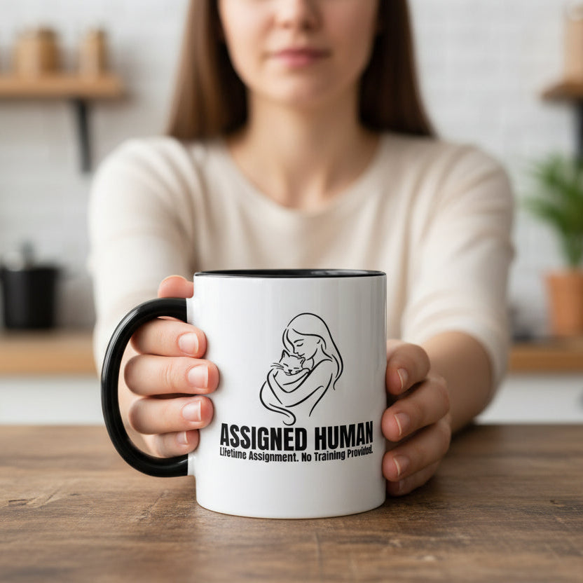 Assigned Human Mug – Cat Coffee Cup