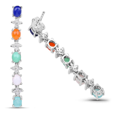 Pendientes de Plata Esterlina .925 con Múltiples Piedras de 4.40 Quilates