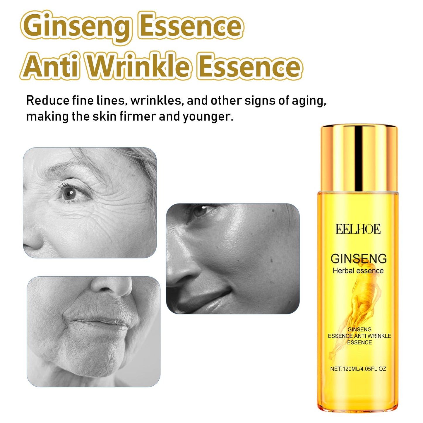 Ginseng Essence Anti Wrinkle Essence, Wrinkles Firming Facial Skin Smooth And Tender And Elastic - Korvel