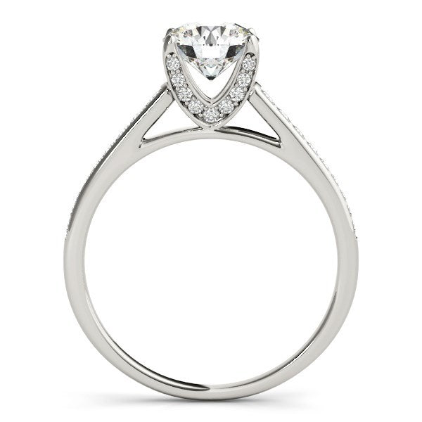 14k White Gold Diamond Engagement Ring with Cathedral Design