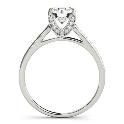 Anillo de Compromiso de Diamante en Oro Blanco de 14k con Diseño de Catedral