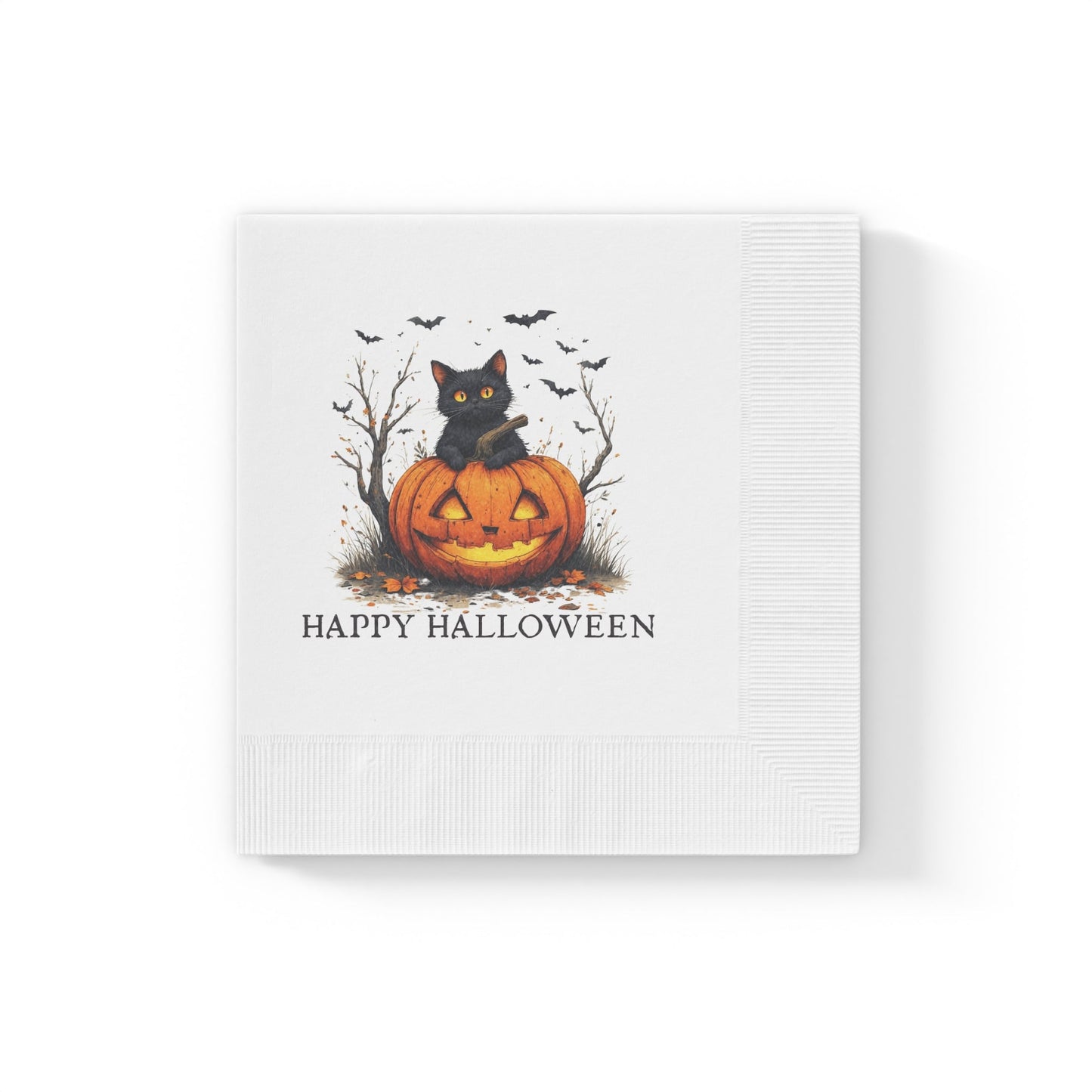 Serviettes d'Halloween avec Chats et Citrouilles pour Célébrations Festives