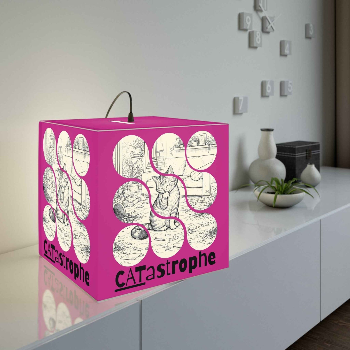 CATastrophe Cat Cube Lamp – Playful Accent for Cat Lovers