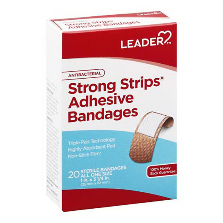 Leader Health Care Adhesive Bandages - Antibacterial Strong Strips