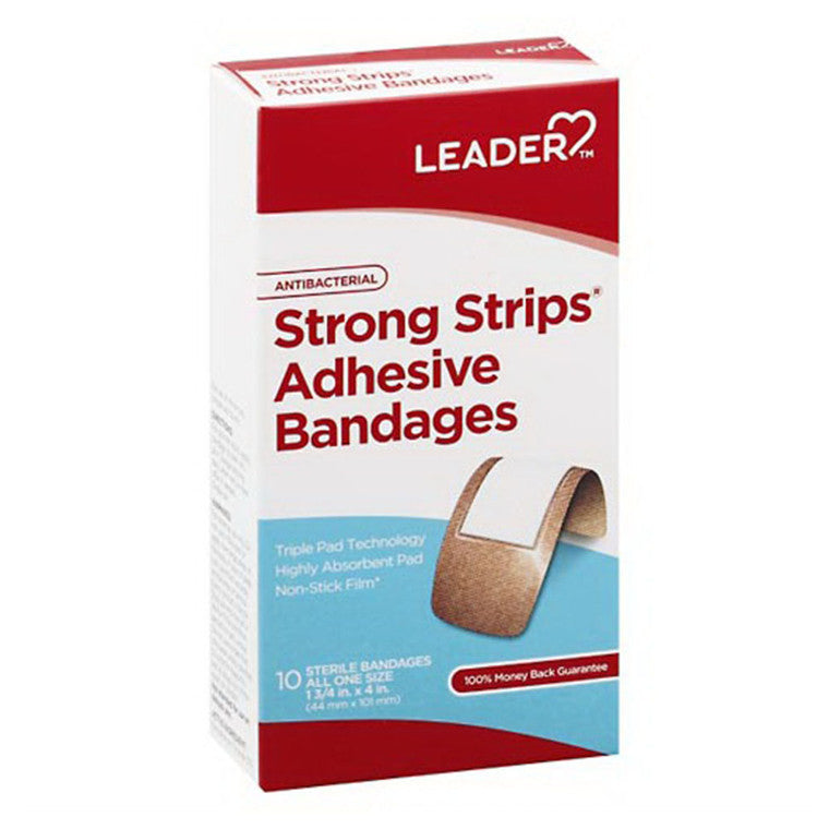 Leader Strong Strips XL Bandage 1.75inX4in - 10 Count