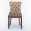High-end Tufted Solid Wood Contemporary Velvet Upholstered Dining Chair with Wood Legs Nailhead Trim 2-Pcs Set Khaki - Korvel