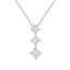 Collar de Pendiente de Tres Piedras con Diamantes de Corte Princesa en Oro Blanco de 10K
