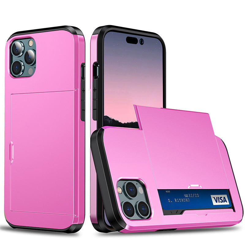 Applicable iphone 14 phone case Apple 13 slider insert card 2 in 1 anti-drop 12Pro wallet case XR - Korvel