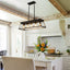 5-light farmhouse pendant light, metal pendant light island fixture, modern rectangular island light, pure black (no bulb) - Korvel