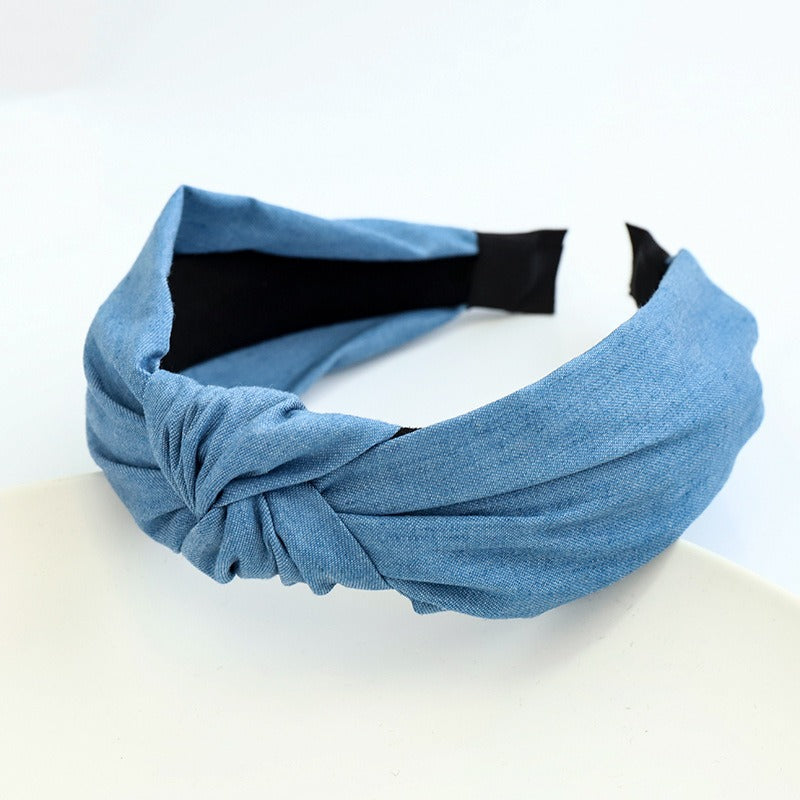 Bandeau en tissu denim noué à la mode pour filles