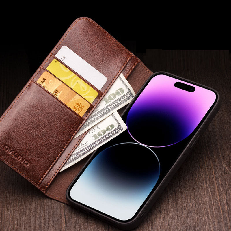 Funda de Cuero Premium con Tapa para iPhone 16 Promax y Apple 15/13