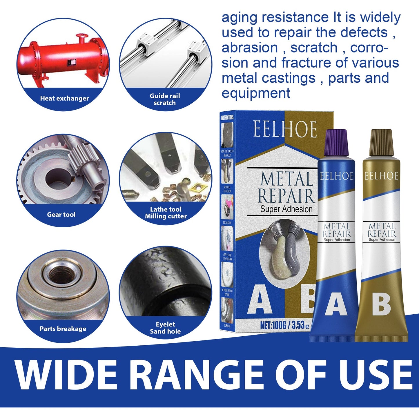 AbCasting Adhesive High Temperature Resistant Welding Adhesive For Metal Castings Crack Repair Agent Leak-Blocking Waterproof Electric Welding - Korvel