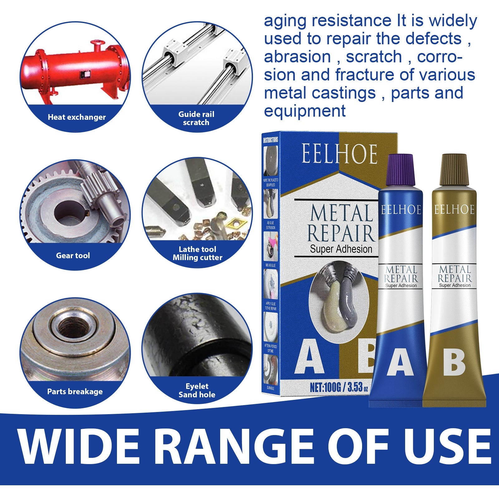 AbCasting Adhesive High Temperature Resistant Welding Adhesive For Metal Castings Crack Repair Agent Leak-Blocking Waterproof Electric Welding - Korvel