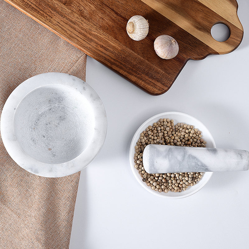 Marble exquisite thickened manual household kitchen spice grinding and crushing stone mortar garlic puree pestle - Korvel