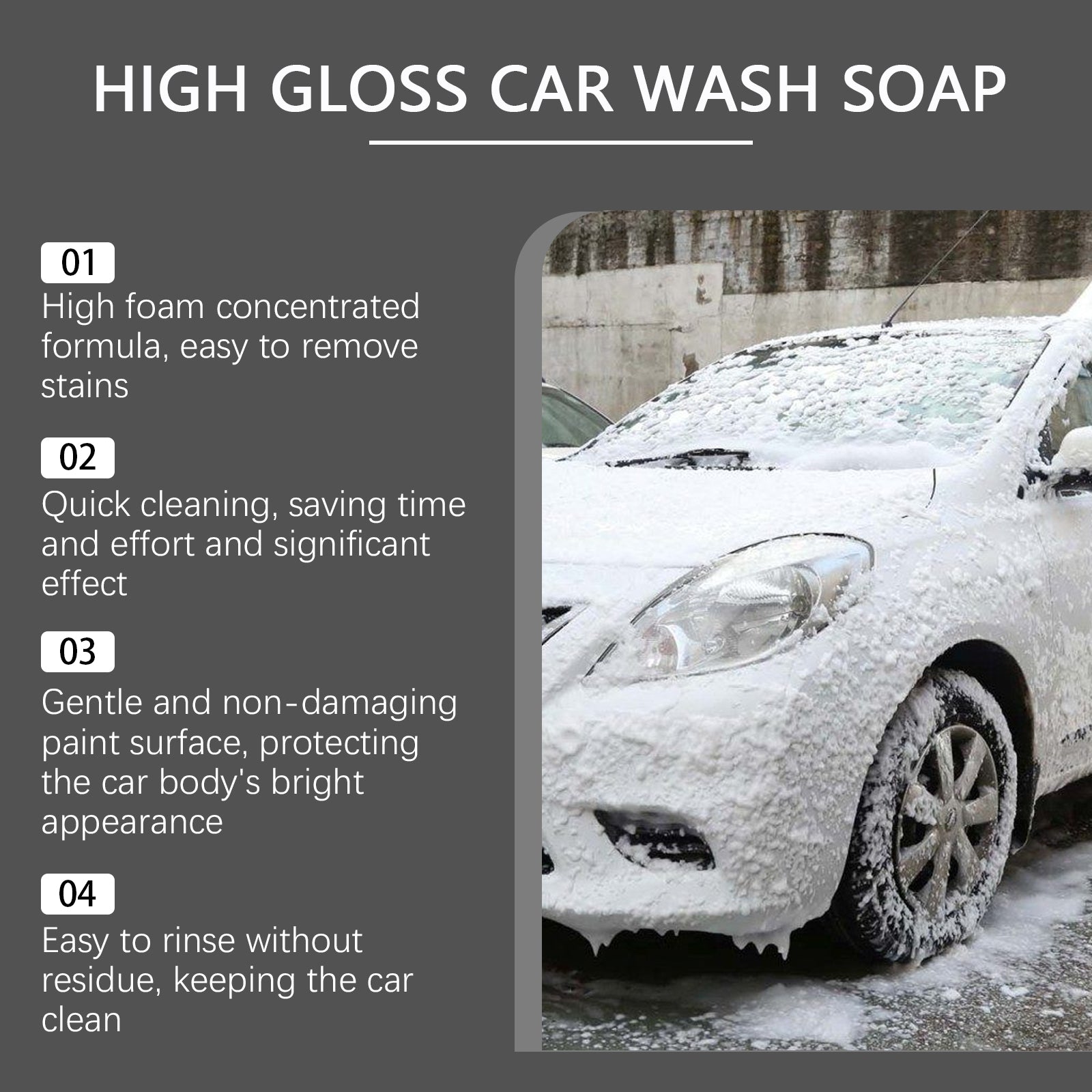 Foam Car Wash Liquid, Car Cleaning Mild Decontamination Foam Dust Refurbished Bright Cleaner - Korvel