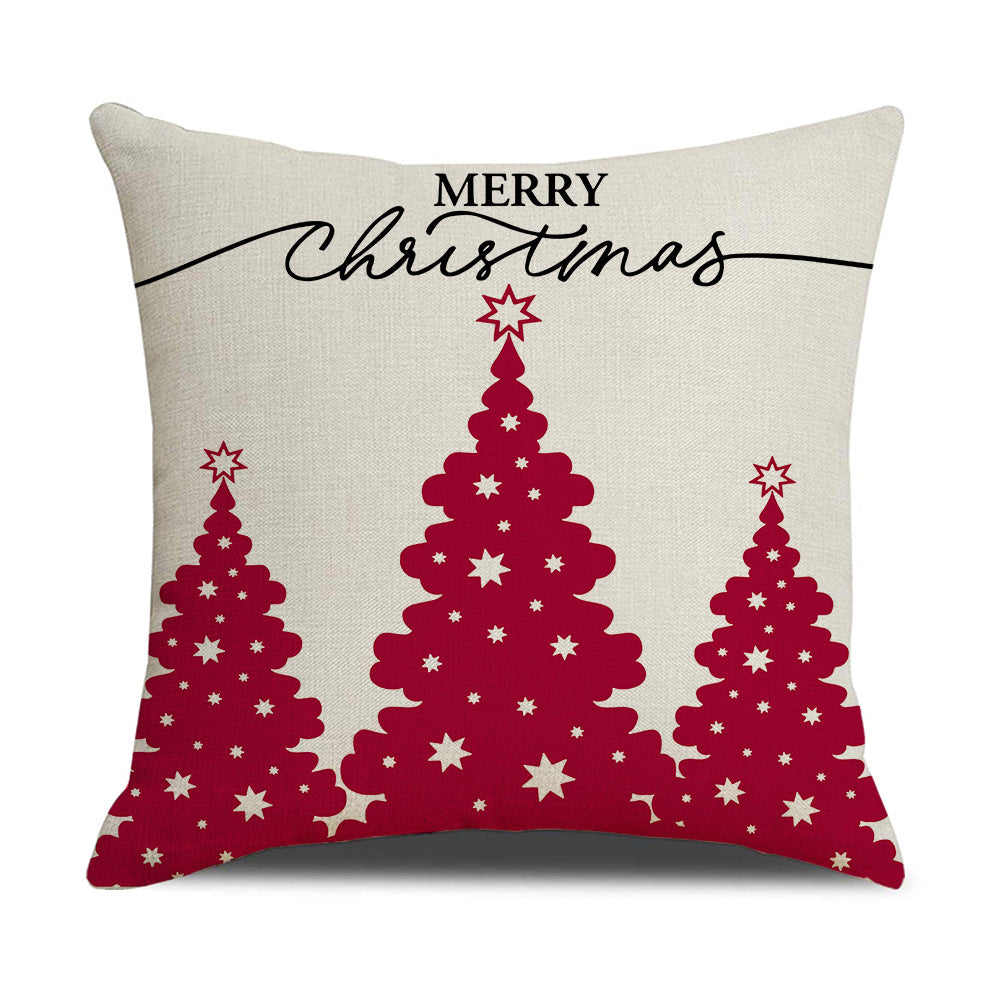 Pink Cartoon Christmas Pillowcase - Premium Linen Cushion Cover